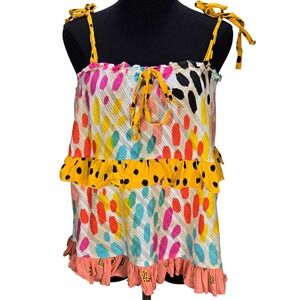 Women's Conditions Apply Small Mixed Print Ruffle Tie Strap Cami Top Festival